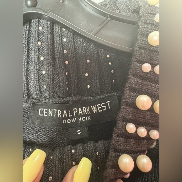 Central Park West Charcoal Sweater with Pearl Details - Picture 5 of 6
